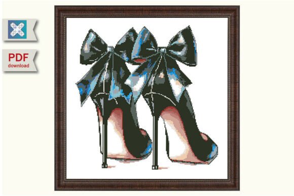 Cross Stitch Pattern High Heel Shoes for Branded Merch